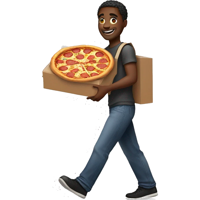 black man carrying a pizza box emoji