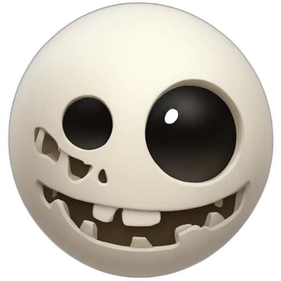 3d sphere with a cartoon Wither Skeleton skin texture with big thoughtful eyes emoji