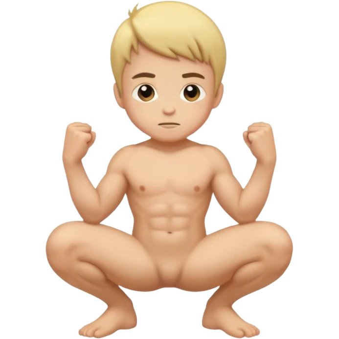 Kid boy    gay naked squatting buff emoji