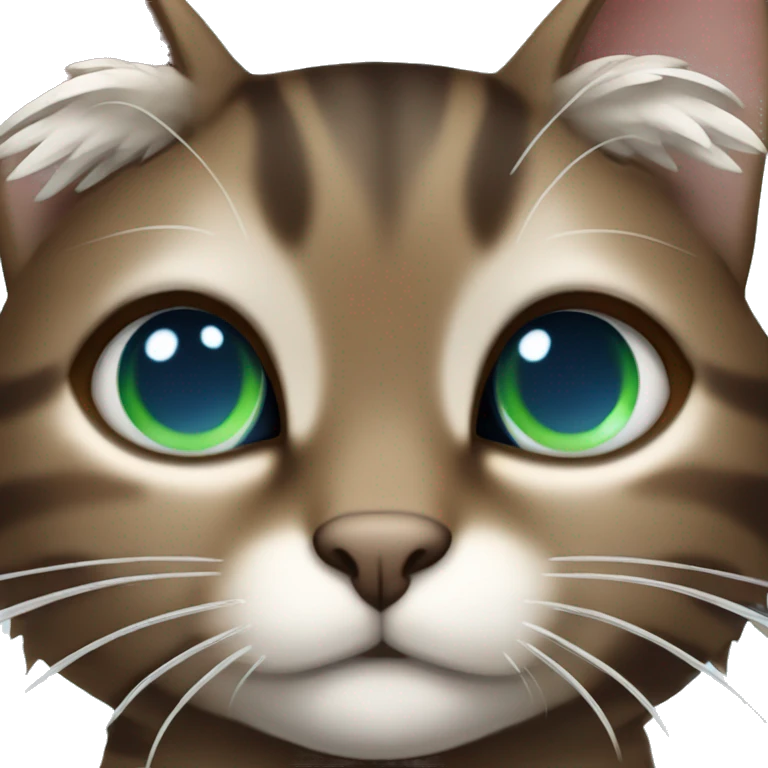 Dark brown tabby cat with blue green eyes  with angel wings  emoji