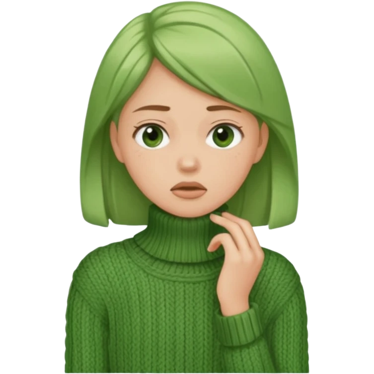 girl has sore throat in green sweater emoji