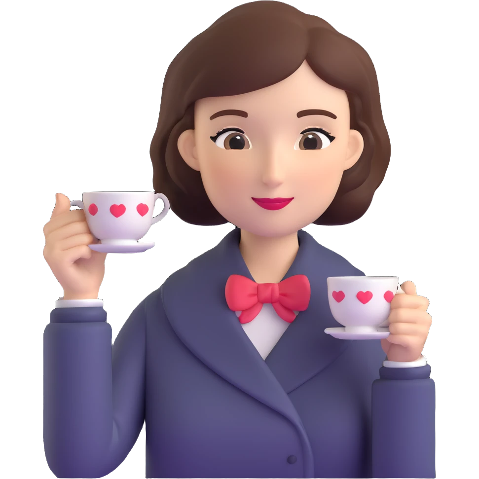 Sophisticated British woman holding teacup in one hand with perfect posture and refined gesture emoji