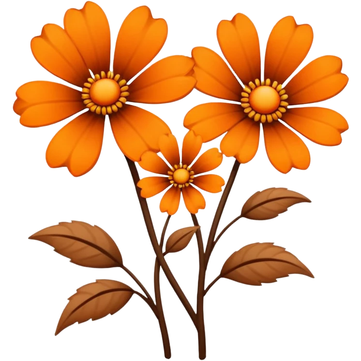 Brown and orange flowers on a plain white background  emoji
