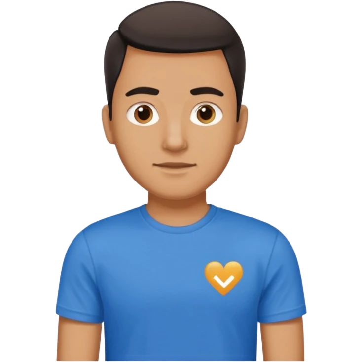 Now make a men who wears blue t shirt and on t shirt it is written mayank emoji