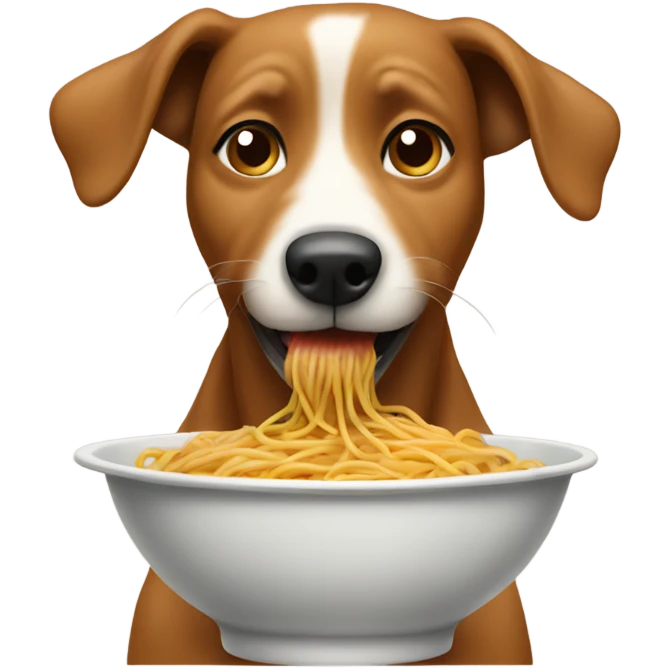 dog eating spaghetti emoji