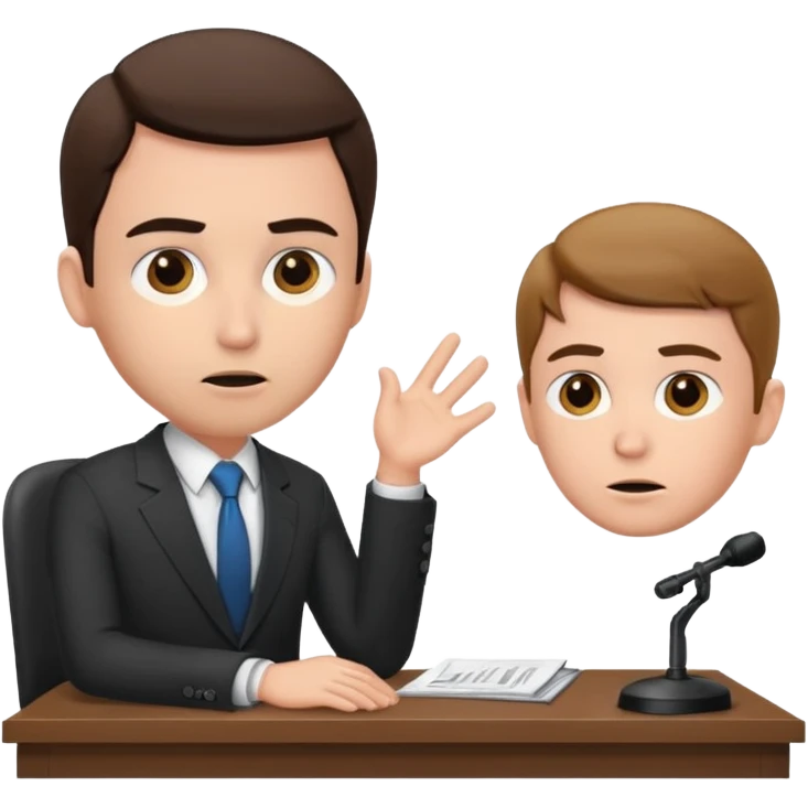 un recruteur qui pose une question à son bureau à un candidat emoji