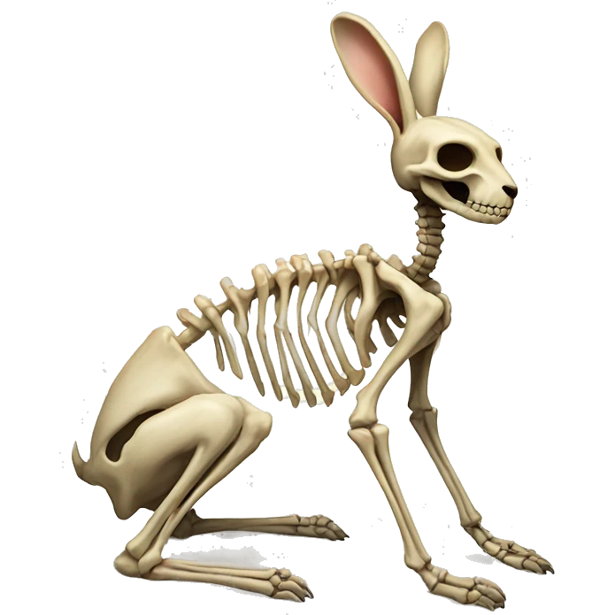 A full-length rabbit skeleton with crosses over its eyes emoji