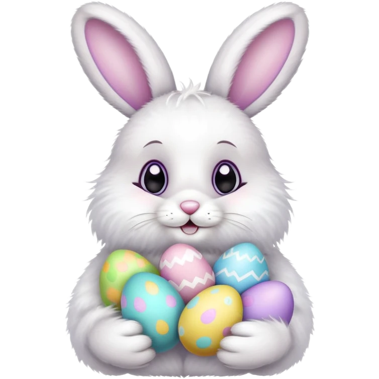 Easter bunny with colorful eggs emoji