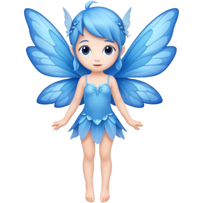 full body of little blue fairy emoji
