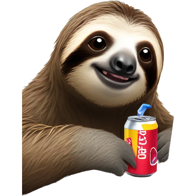 sloth with RedBull can and laptop emoji