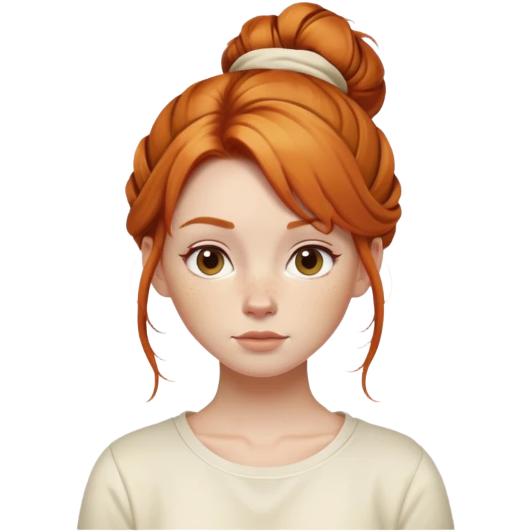 Ginger girl low messy bun cream top emoji