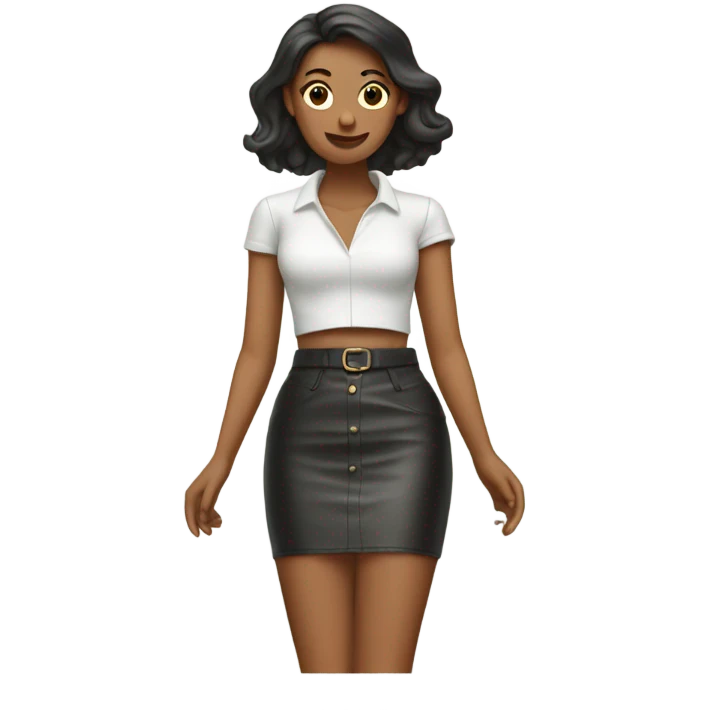 White High waisted leather skirt isolated emoji