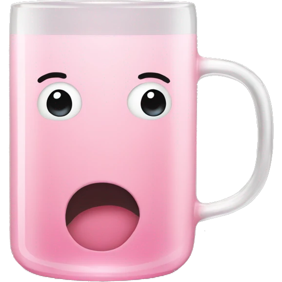 Light pink transparent glass mug no face  emoji