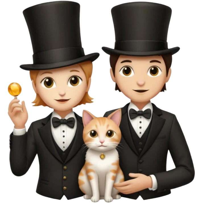 magician couple and their pet cat emoji