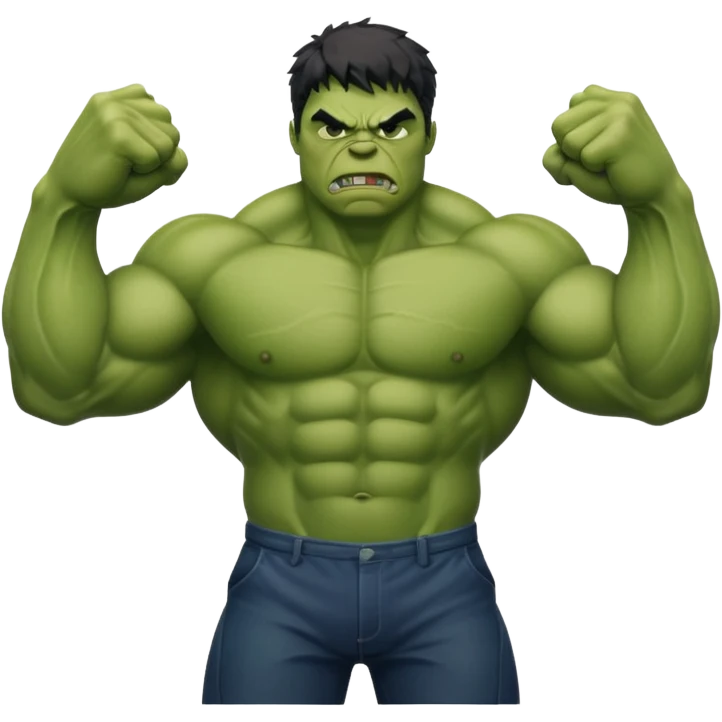 Create the Hulk flexing his arm muscles in anger emoji