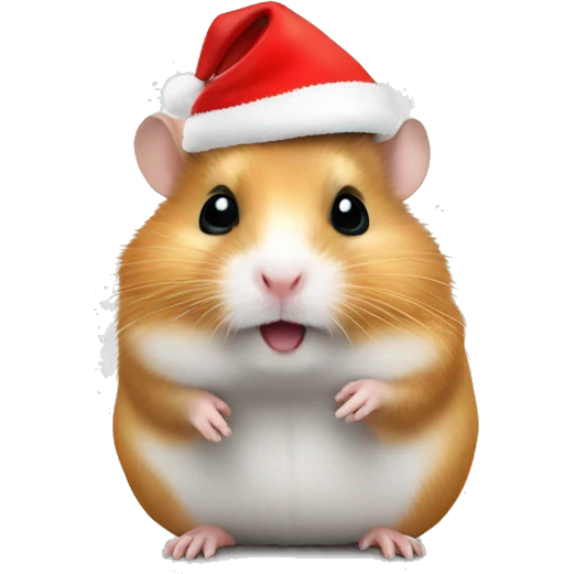 Hamster with a christmas hat emoji