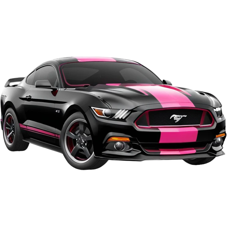 Ford Mustang with center black strip design and in written 309 and in front real pnky emoji