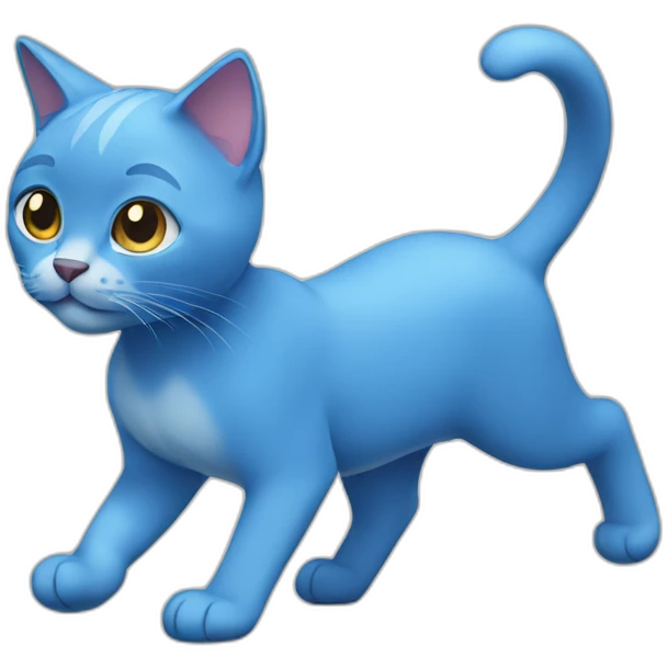 Blue cat walking emoji