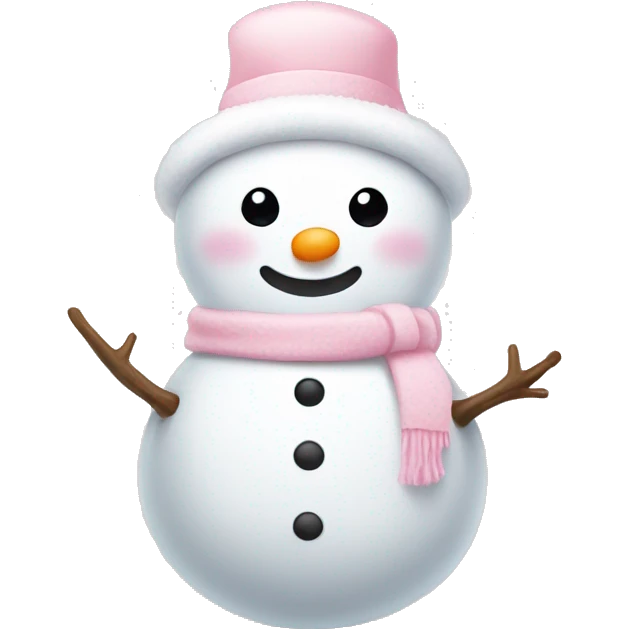 Cute white and light pink snowman emoji