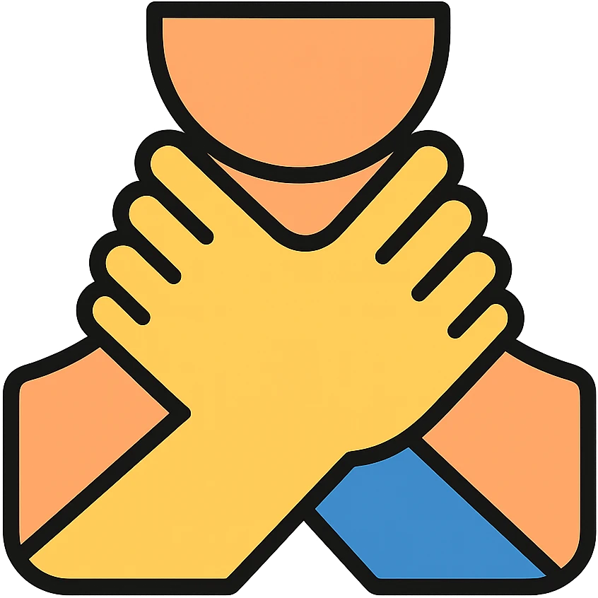 color outline icon of hands around throat emoji