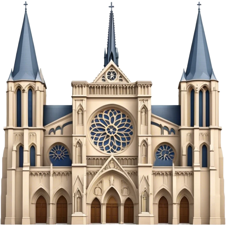 Cinematic Realistic Notre-Dame Cathedral Landmark Emoji, showcasing the Gothic splendor of the cathedral rendered with detailed stone carvings and majestic, soft lighting. emoji