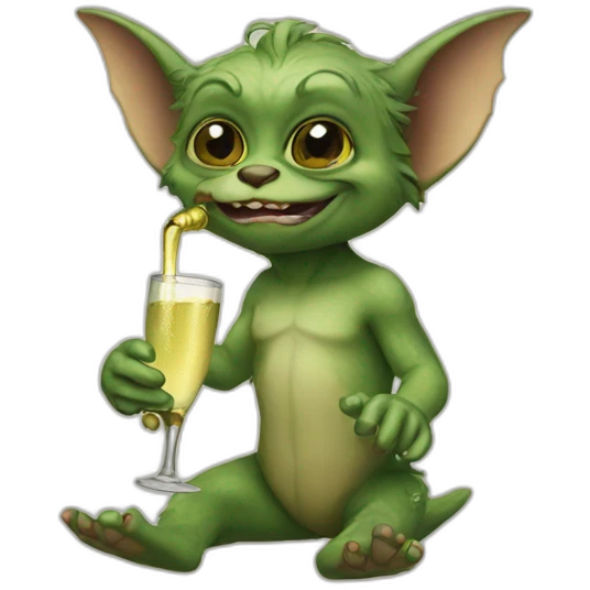 Gremlin drinking champagne emoji