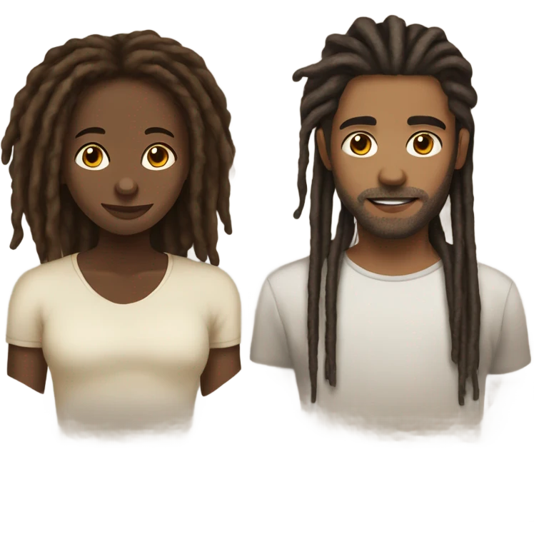 Light brown guy with dreads dark brown girl with dark hair emoji