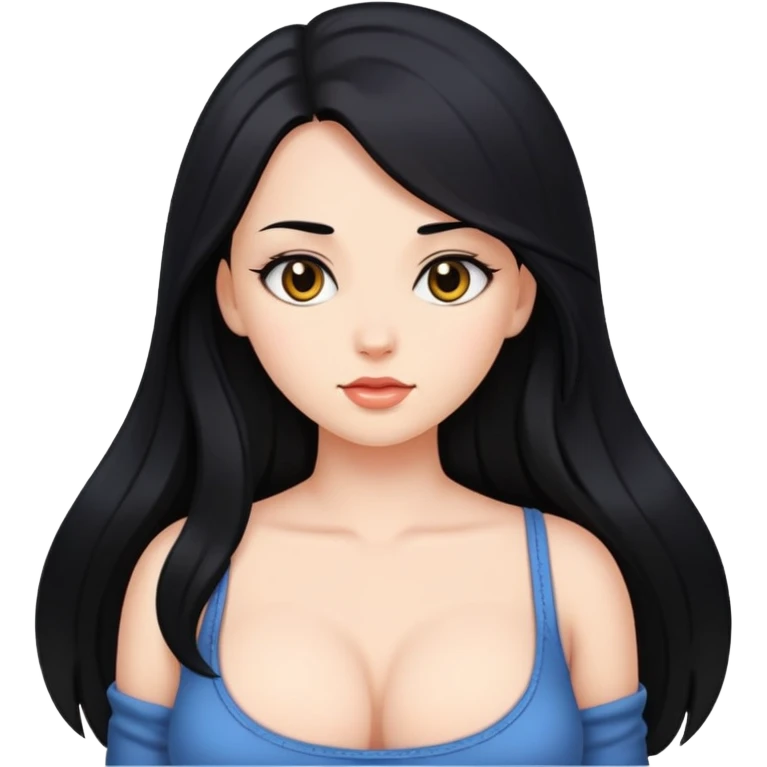 Girl without clothes with black hair with Big breasts sex emoji
