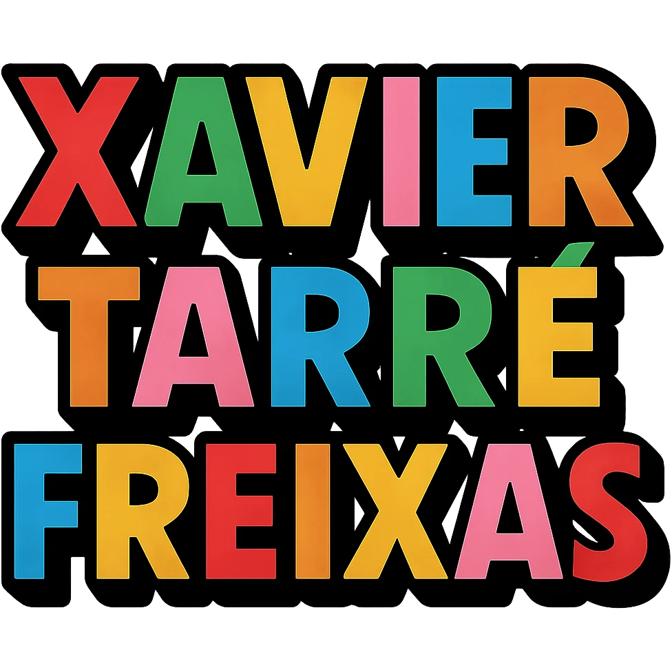 'Xavier Tarre Freixas' text in a bold and colorful vibrant toon style emoji