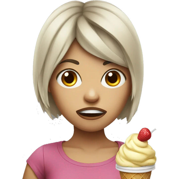 Angry girl with ice cream  emoji