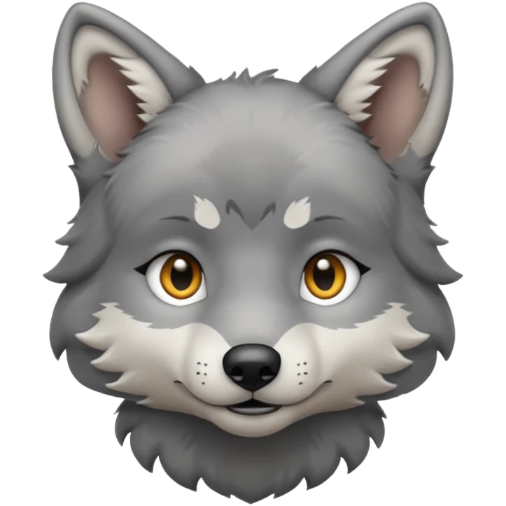 Wolf pup with soft fur and alert ears, half body emoji