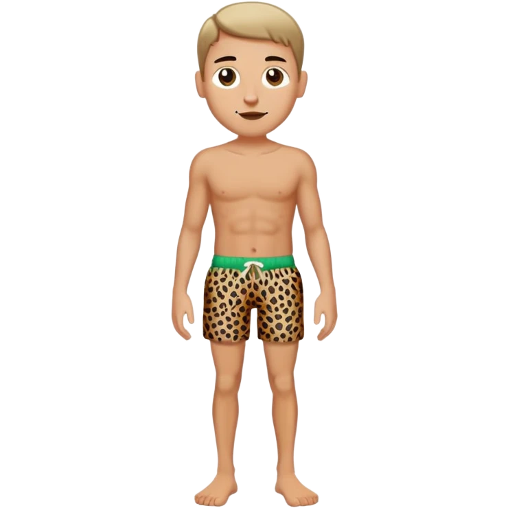 white guy with lepord shorts and skinny bones emoji