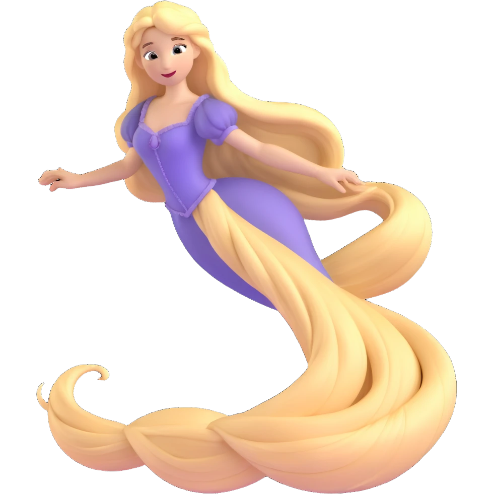 Disney Princess Rapunzel with extremely long flowing blonde hair emoji