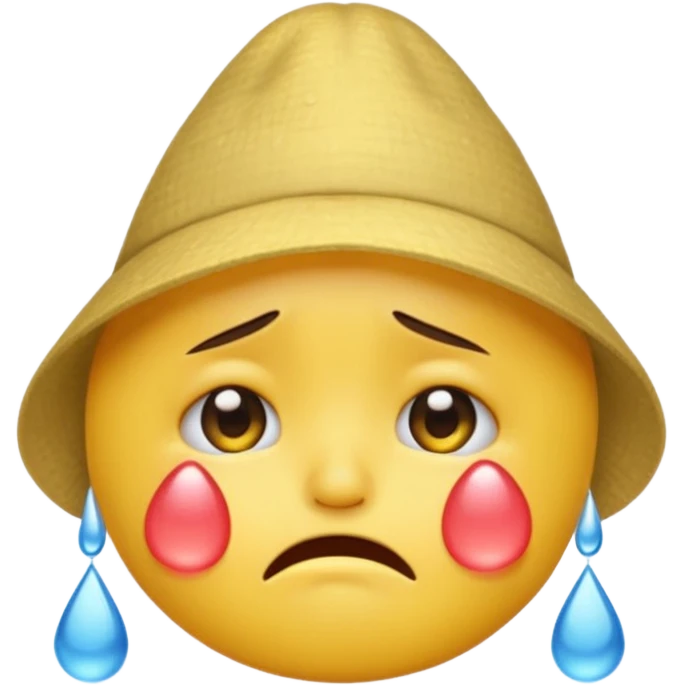 A emoji cry with a hat emoji