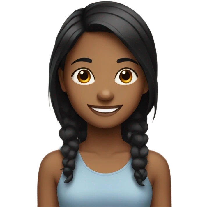 smiling brown girl with black hair emoji