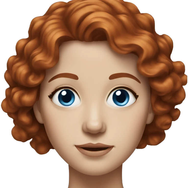 Realistic portrait of woman with wavy auburn hair and blue eyes  emoji