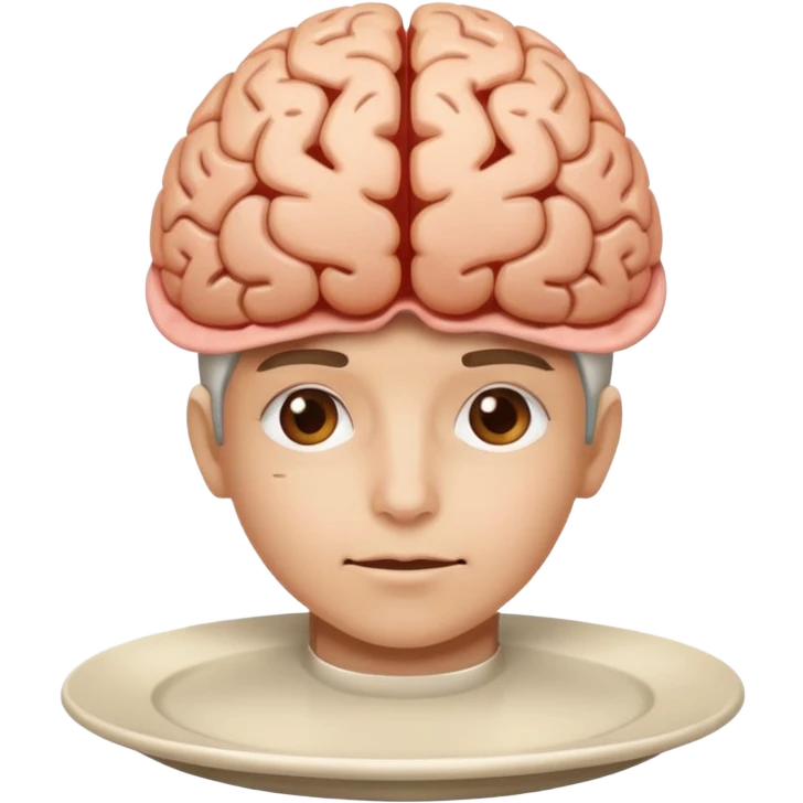 Brain on a plate next to head  emoji