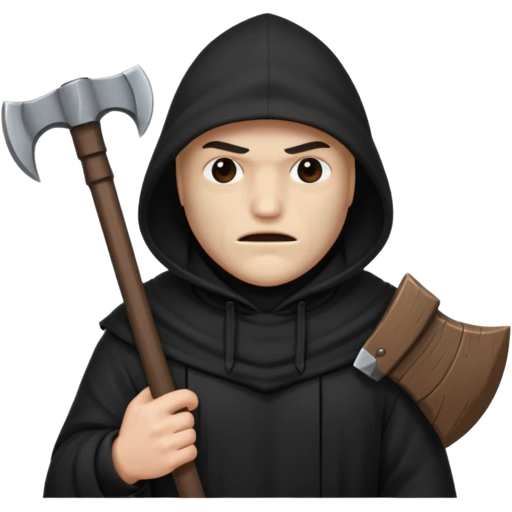an executioner with a black hood/ sheet on his face so we can't see his face and a big axe in his hand emoji