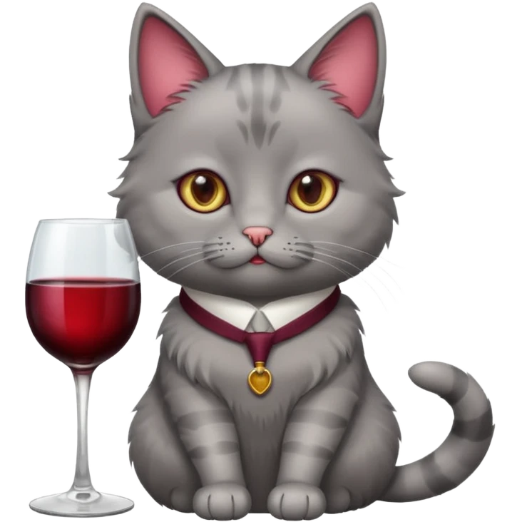 gray Cat On A Couch With Wine emoji