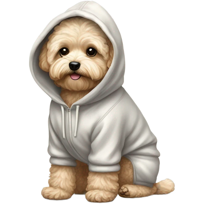 Full body maltipoo wearing hoodie emoji
