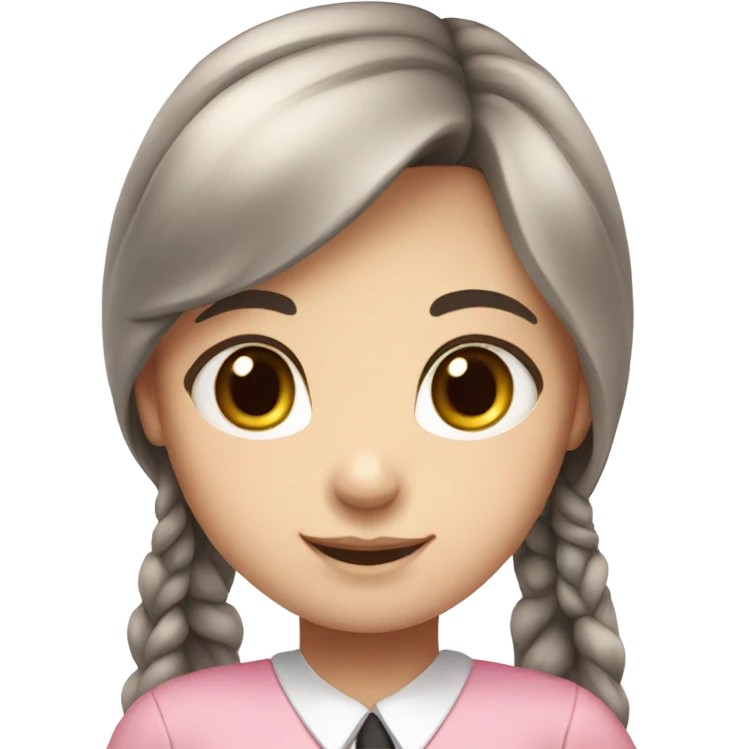 fair skin girl, pink school uniform and skirts, long straight hair emoji