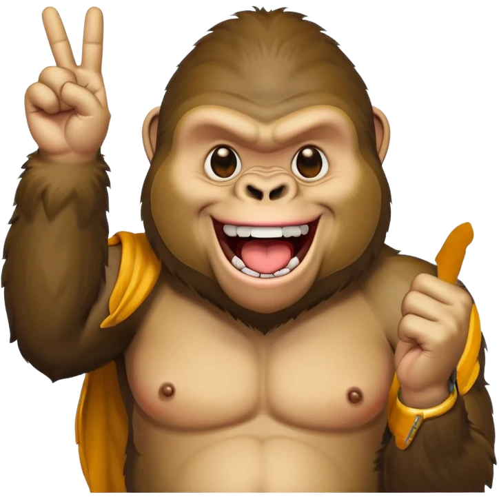 Gorilla that's holding the peace sign and laughing really hard just a normal gorilla emoji