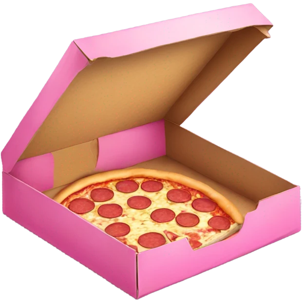 Realistic Pink empty open pizza box isolated.  emoji