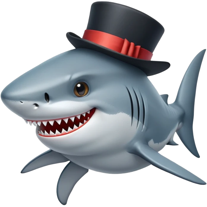 Shark with a top hat emoji