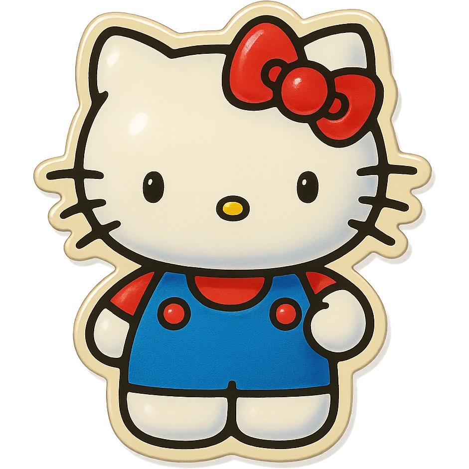 Hello Kitty, classic style, white cat with a red bow, simple and cute, plain background emoji