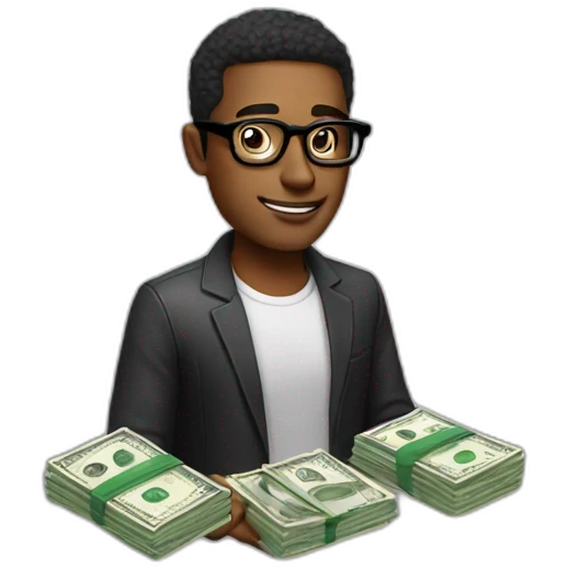 cool guy with glasses and money emoji