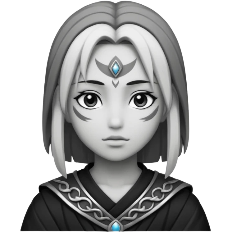 Kalashtar dnd estilo (dibujo antiguo blanco y negro) (ESTILO DARK ANIME Y QUE SE NOTE QUE ES UN Kalashtar) emoji