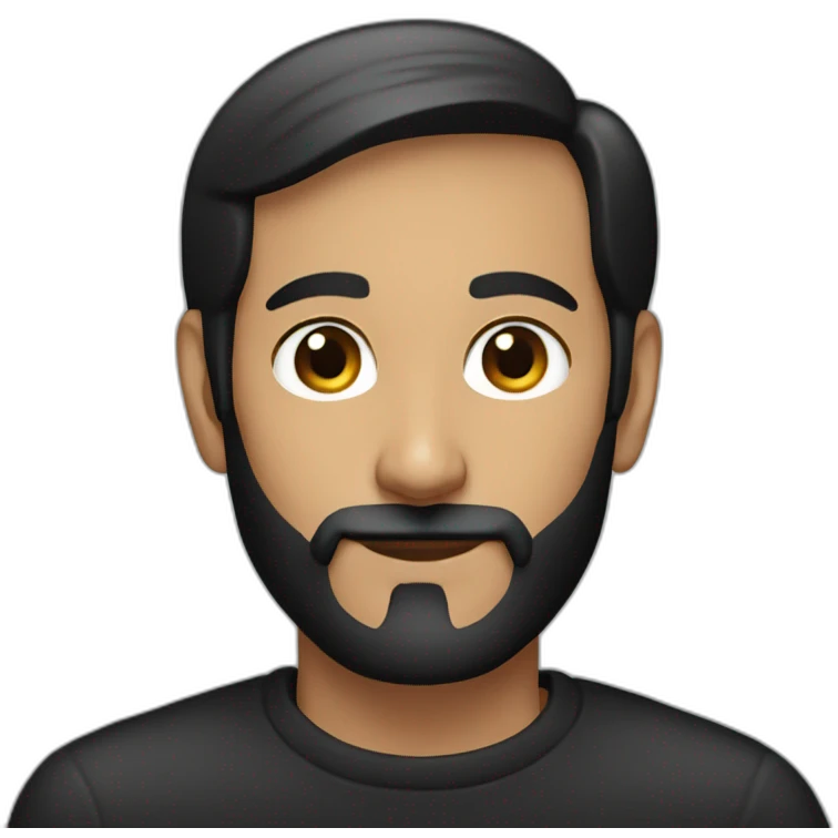 Steve Jobs young with black beard and black sweatshirt emoji