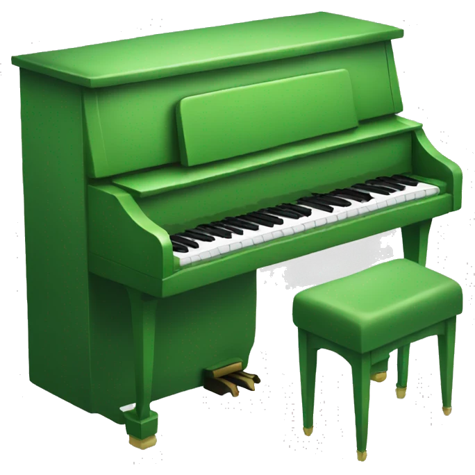 A green piano with a big mouth and little fingers  emoji