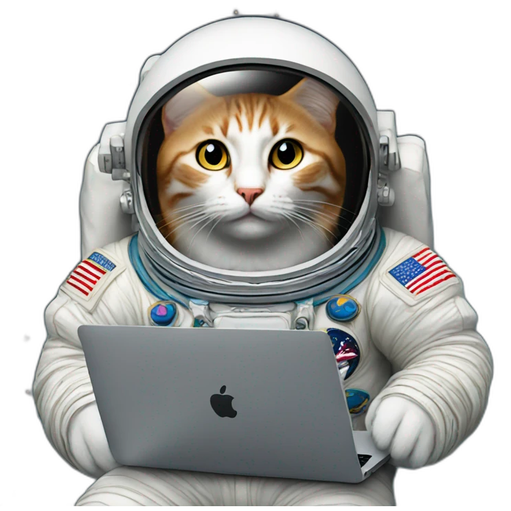 cat astronaut with mac book emoji